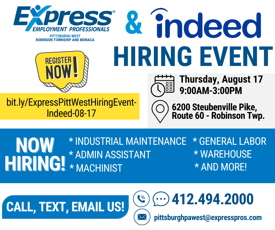 08-17-23 Indeed Hiring Event at Express Pittsburgh West Robinson Twp Office
